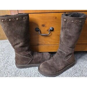 UGG Cosita Boots Size 7 Suede Brown Studded Warm Gorpcore Outdoor Lined